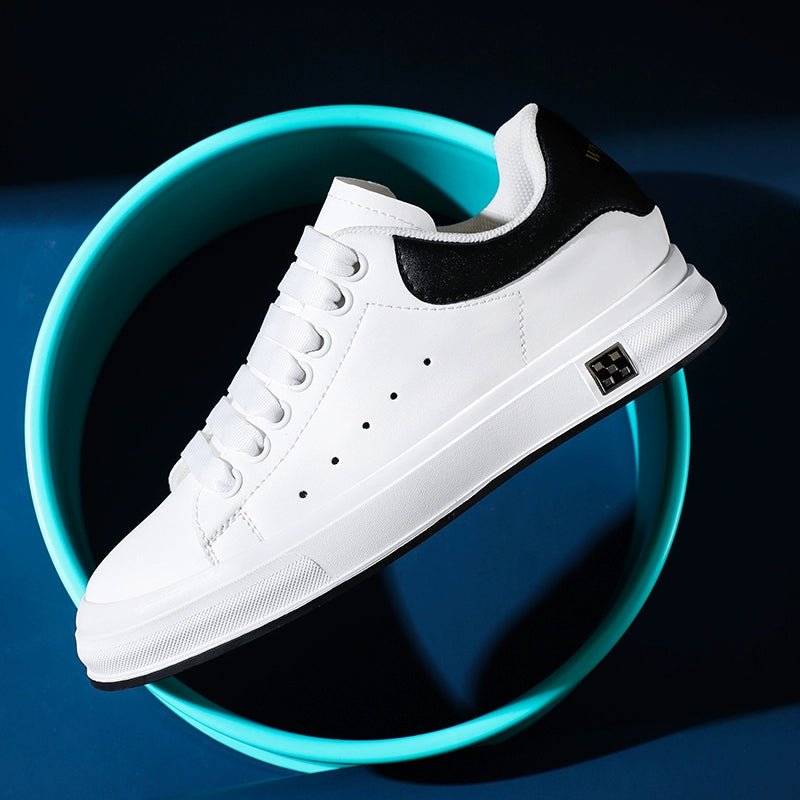 Summer Men's Elevator Shoes Genuine Leather Casual Board Shoes Leather White Shoes Tide Sports Invisibly Heightened Shoes Men 6cm