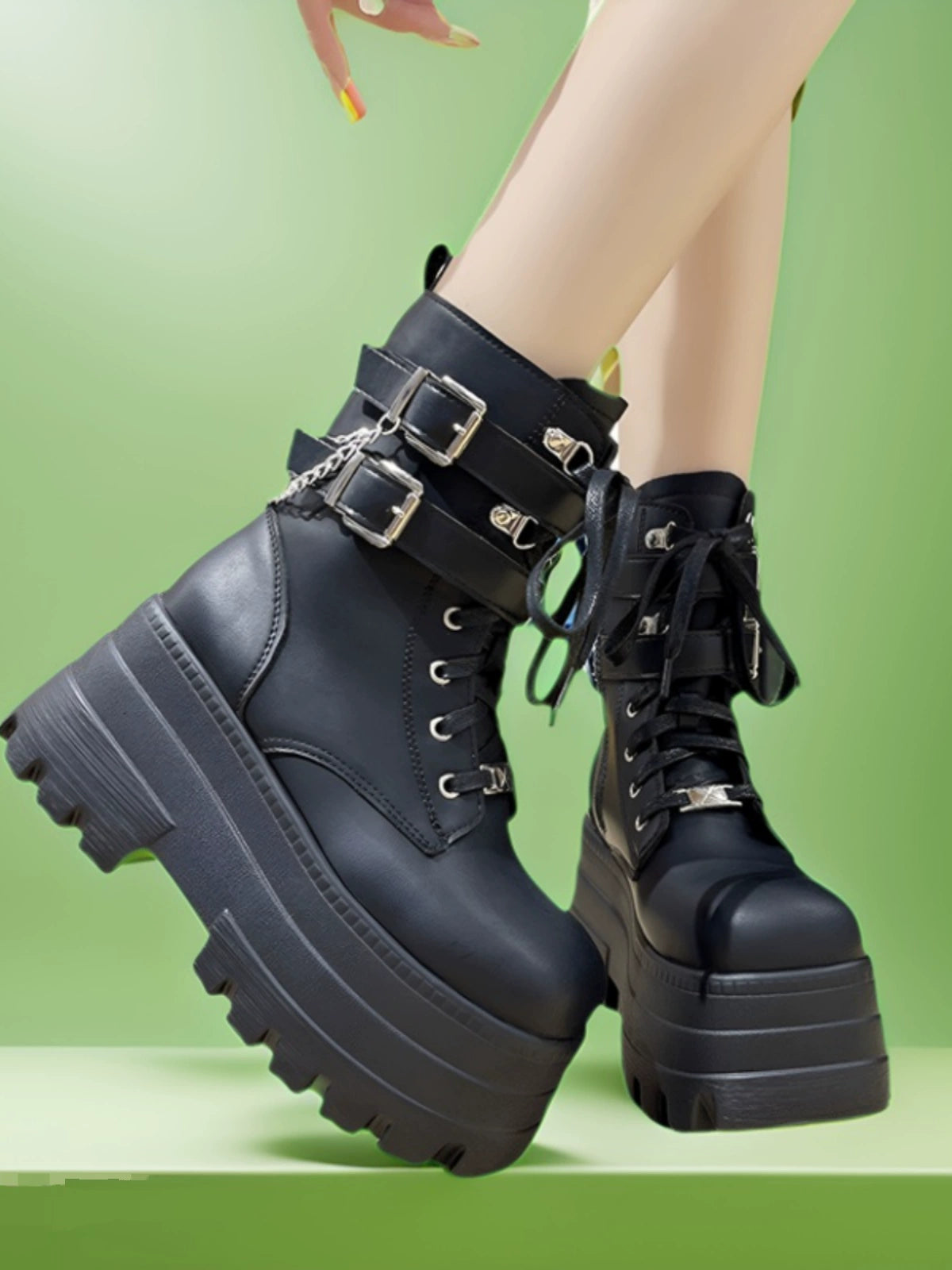 Elevator Shoes Comic Show Autumn and Winter Gothic Mid-Calf Martin Boots