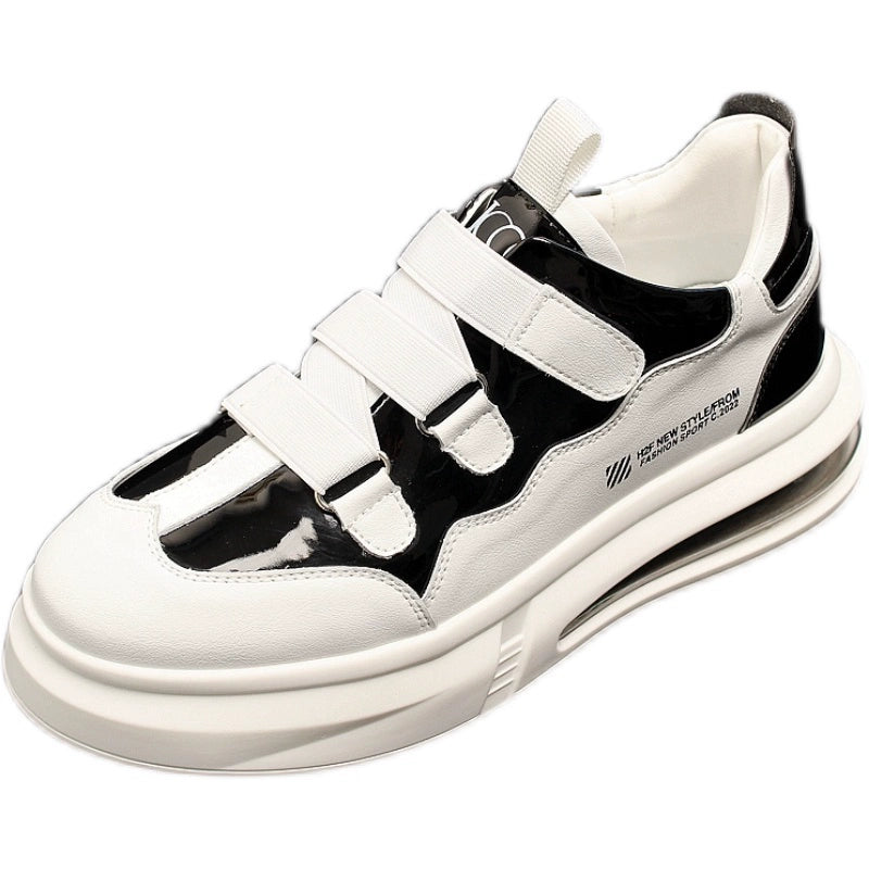 No Lace Spring Genuine Leather Breathable Velcro White Shoes