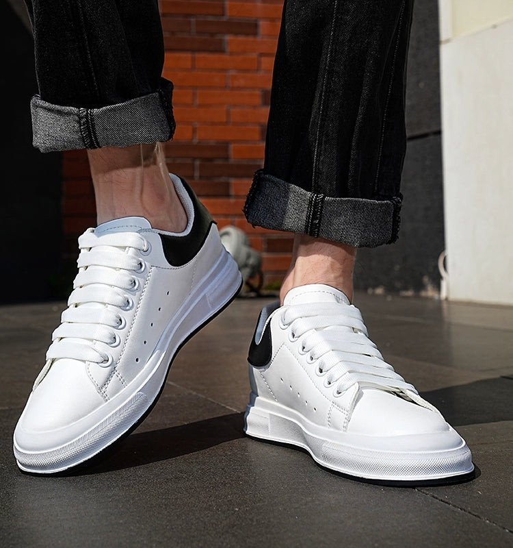 Summer Men's Elevator Shoes Genuine Leather Casual Board Shoes Leather White Shoes Tide Sports Invisibly Heightened Shoes Men 6cm