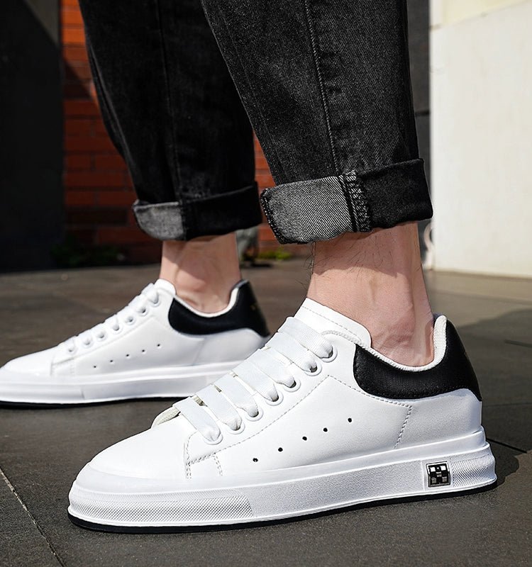 Summer Men's Elevator Shoes Genuine Leather Casual Board Shoes Leather White Shoes Tide Sports Invisibly Heightened Shoes Men 6cm