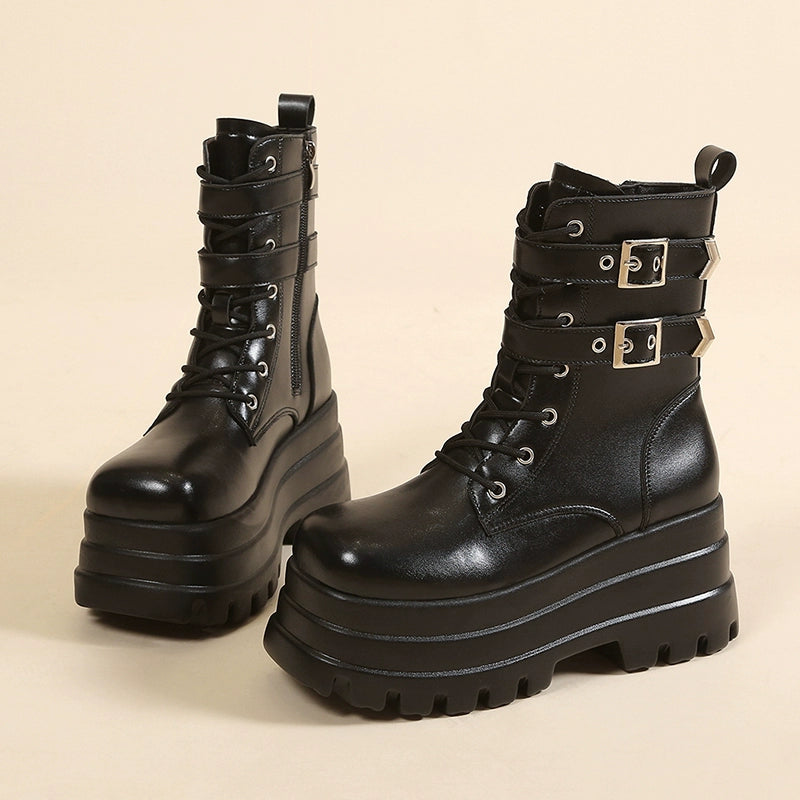 Elevator Shoes Comic Show Autumn and Winter Gothic Mid-Calf Martin Boots