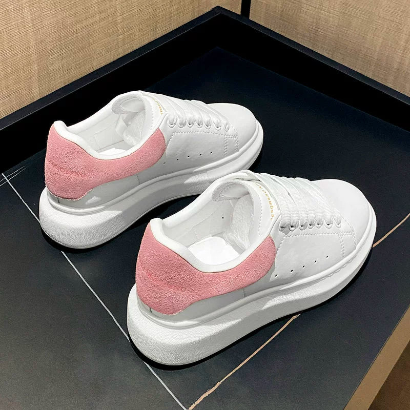 Kley McQueen Authentic Leather Clunky Sneakers Sports Leisure Shoes 2023 New Arrival Platform White Shoes Women's Elevator Shoes Sneakers