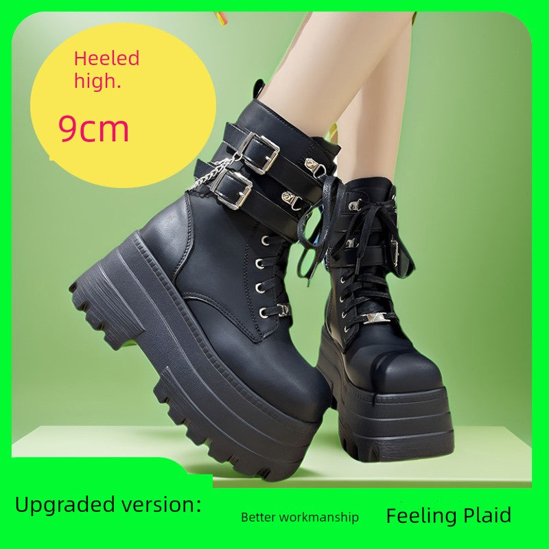 Elevator Shoes Comic Show Autumn and Winter Gothic Mid-Calf Martin Boots