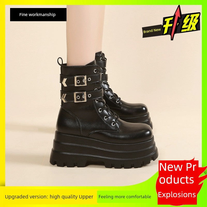 Elevator Shoes Comic Show Autumn and Winter Gothic Mid-Calf Martin Boots