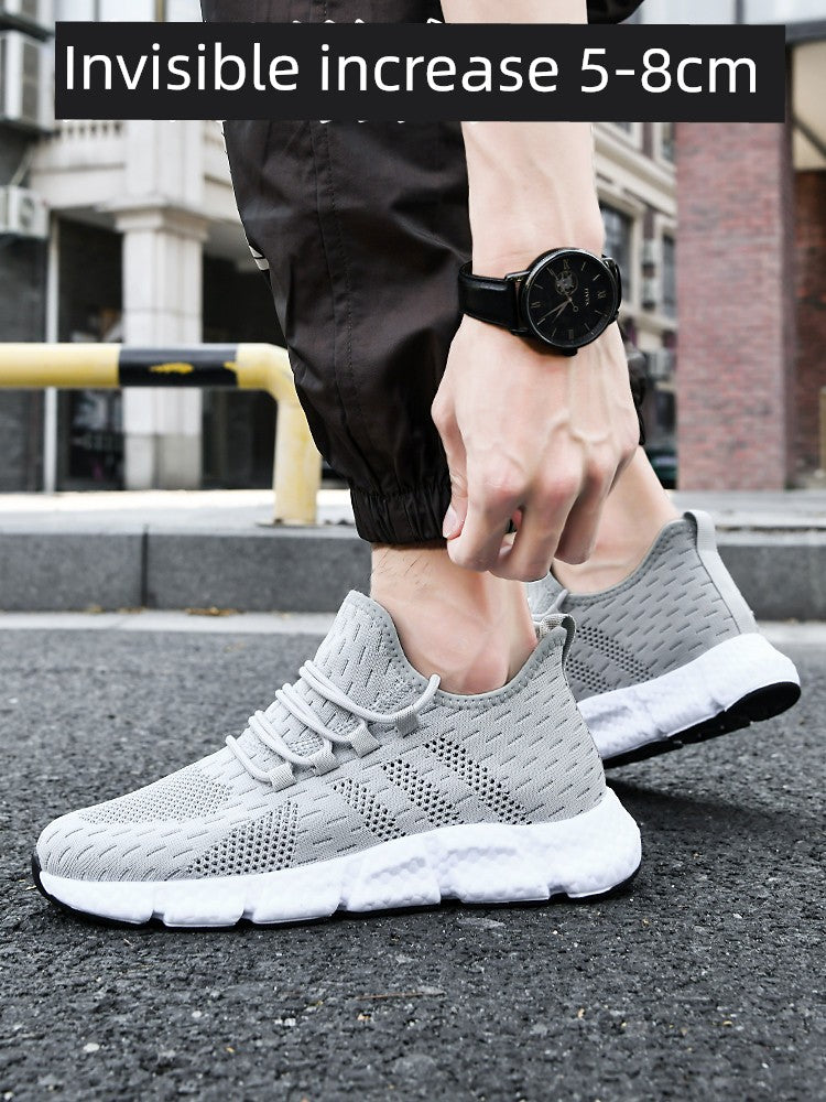 2023 New Arrival Invisibly Heightened Shoes Men's 8cm6cm Summer Breathable Mesh Casual Shoes Hidden Heel White Shoes Men